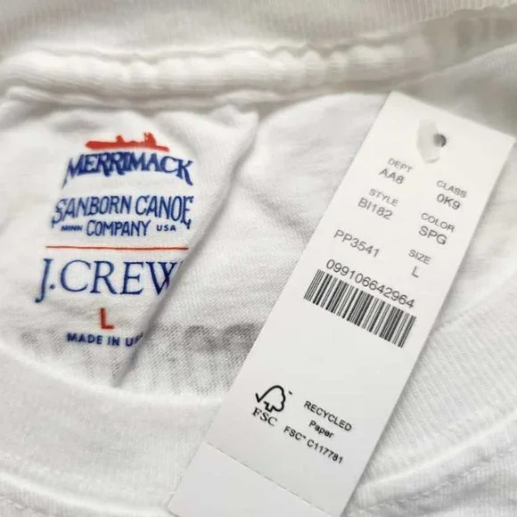 New mens  XL J Crew x Sanborn Canoe Company x Merrimack paddle t-shirt USA made - Picture 6 of 11